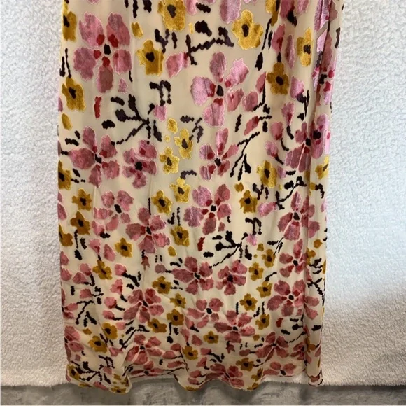 STAUD Pink Yellow Floral Backless Halter Midi Dress - Picture 4 of 5